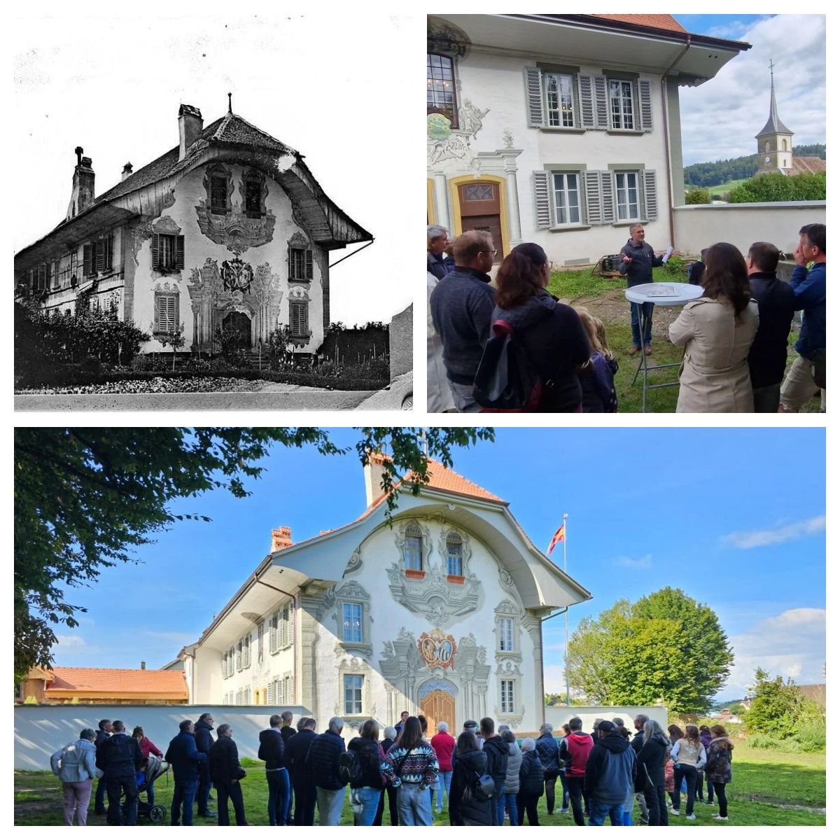 Gottrau family castle, Switzerland — heritage windows restored in the original frames
